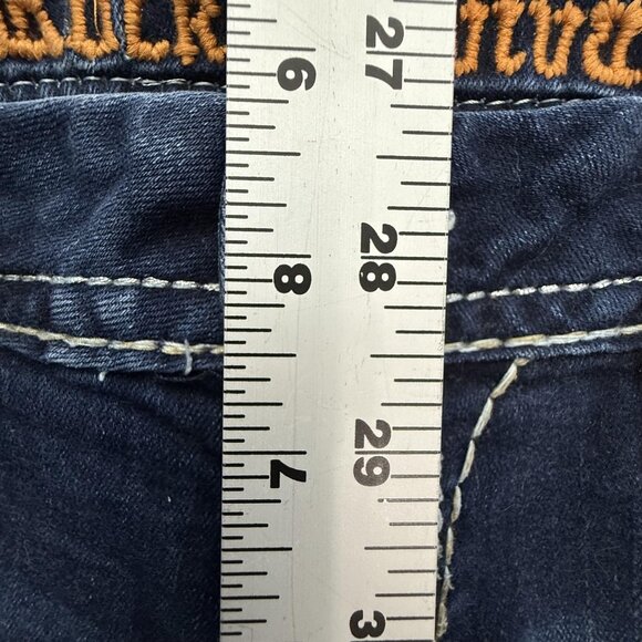 Rock Revival Evella Boot Jean Womens 32 Blue Boho Embroidered Fleur-de-Lis Denim - Picture 11 of 16